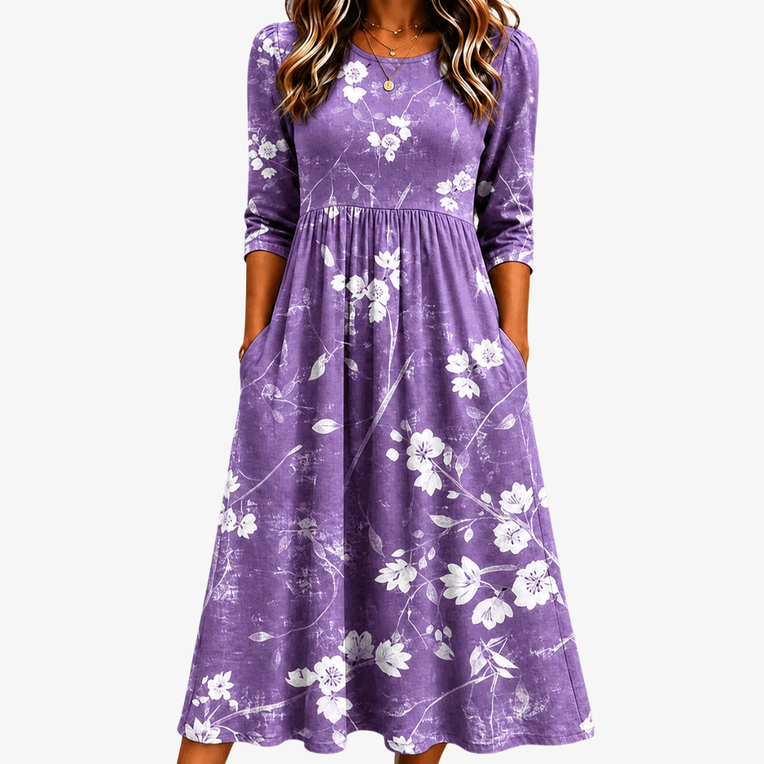 Lavender | Floral Pocket Midi Dress