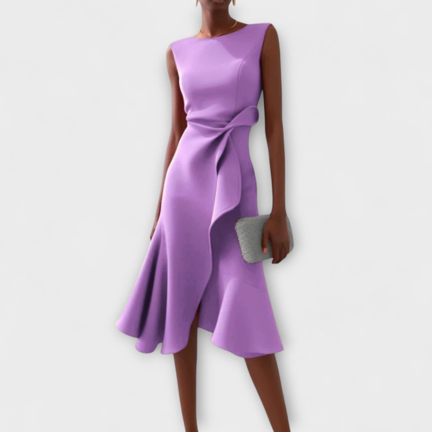 Darlene | Asymmetric Drape Midi Dress