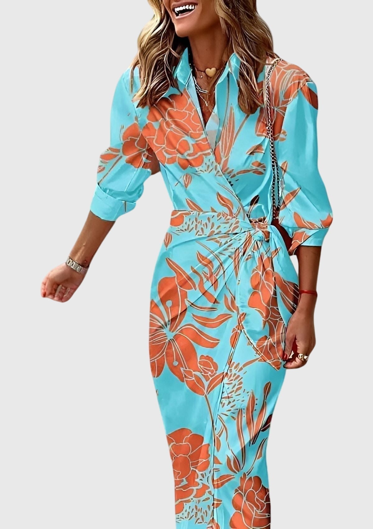 Reign | Wrap-Style Printed Midi Dress