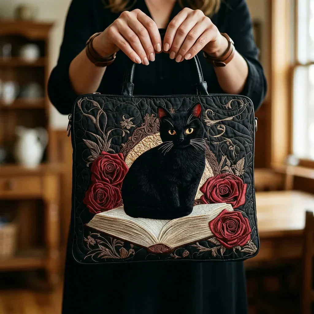 Black Cat Books | Quilted Tote Bag