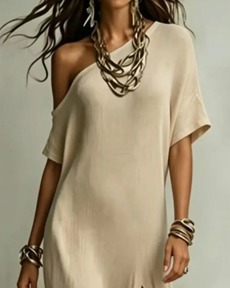 Élodie™ Slanted Shoulder Slit Maxi Dress