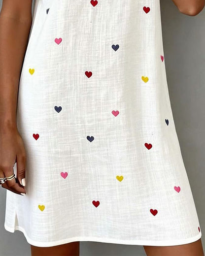 Coraline™ Heart Print V-Neck Mini Dress