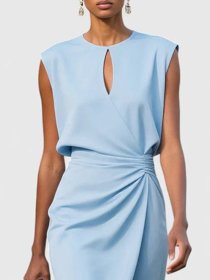 Victoria | Sleeveless Drape-Waist Midi Dress