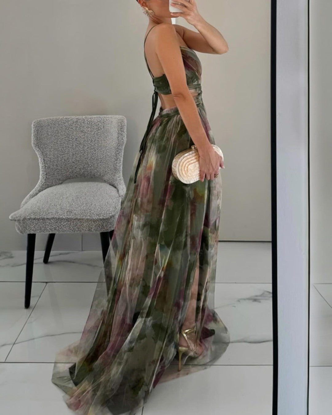 Lumière | Floral Chiffon Maxi Dress