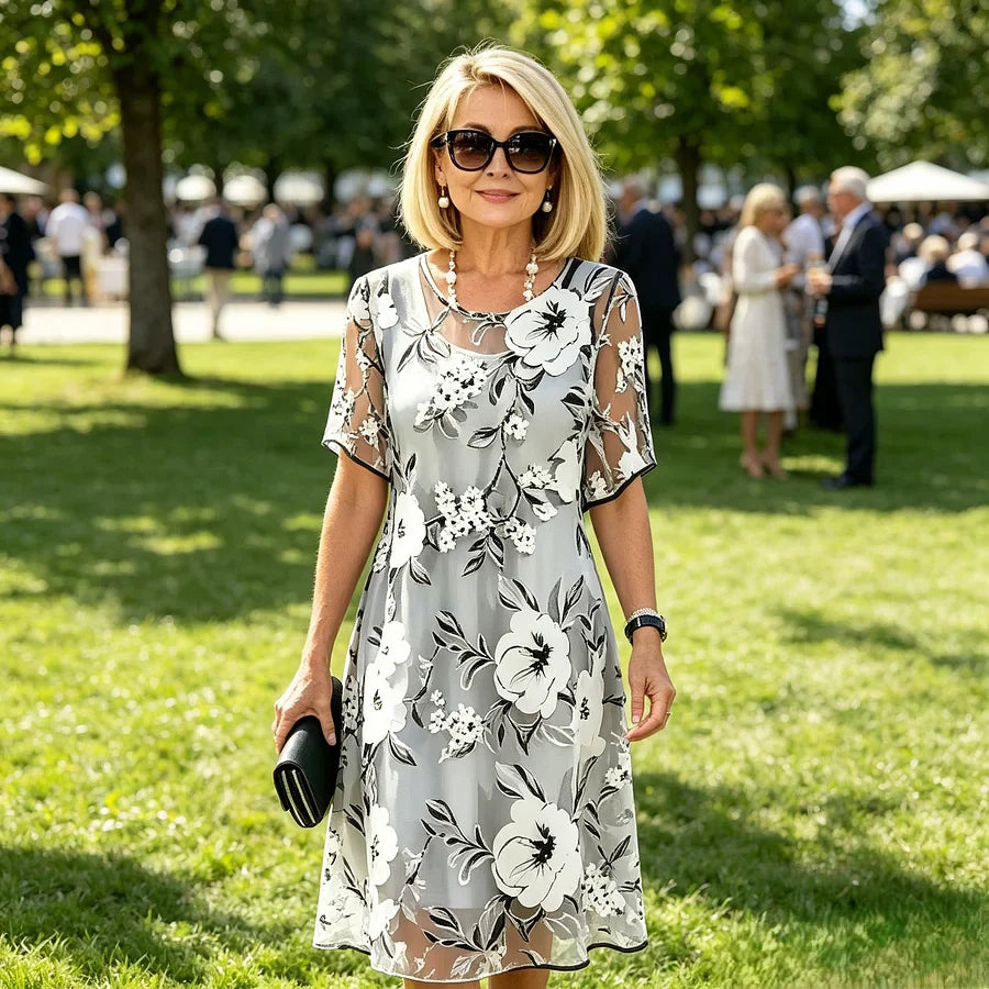 Eliza | Elegant Chiffon Dress with Floral Print