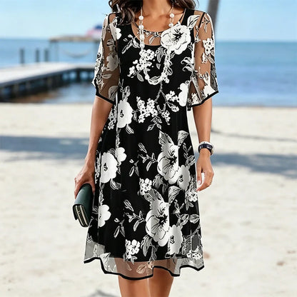 Eliza | Elegant Chiffon Dress with Floral Print