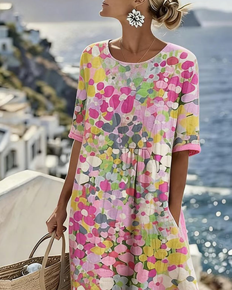Fleurette™ Floral Print Pocket Midi Dress