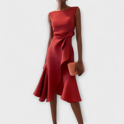 Darlene | Asymmetric Drape Midi Dress