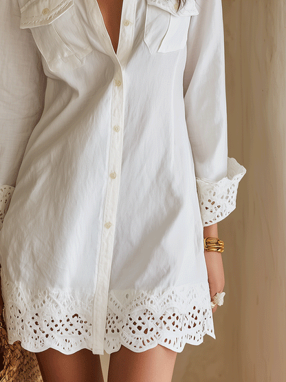Margaux™ Eyelet Hem Resort Shirt Mini Dress