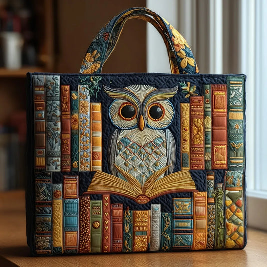 Owl & Books | Quilted Tote Bag