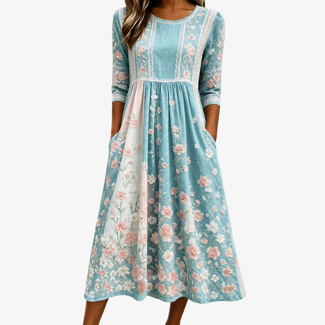 Meadow | Patchwork Floral Midi Dress