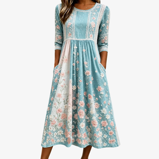 Meadow | Patchwork Floral Midi Dress