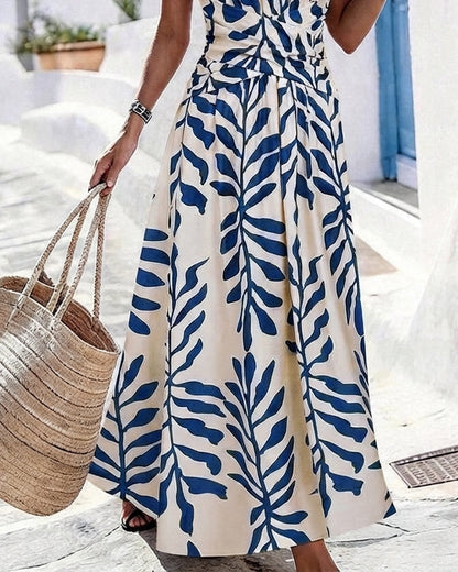 Verdana™ Green Leaf Sleeveless Maxi Dress