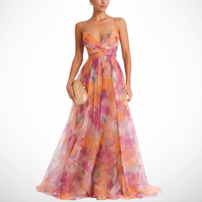 Lumière | Floral Chiffon Maxi Dress