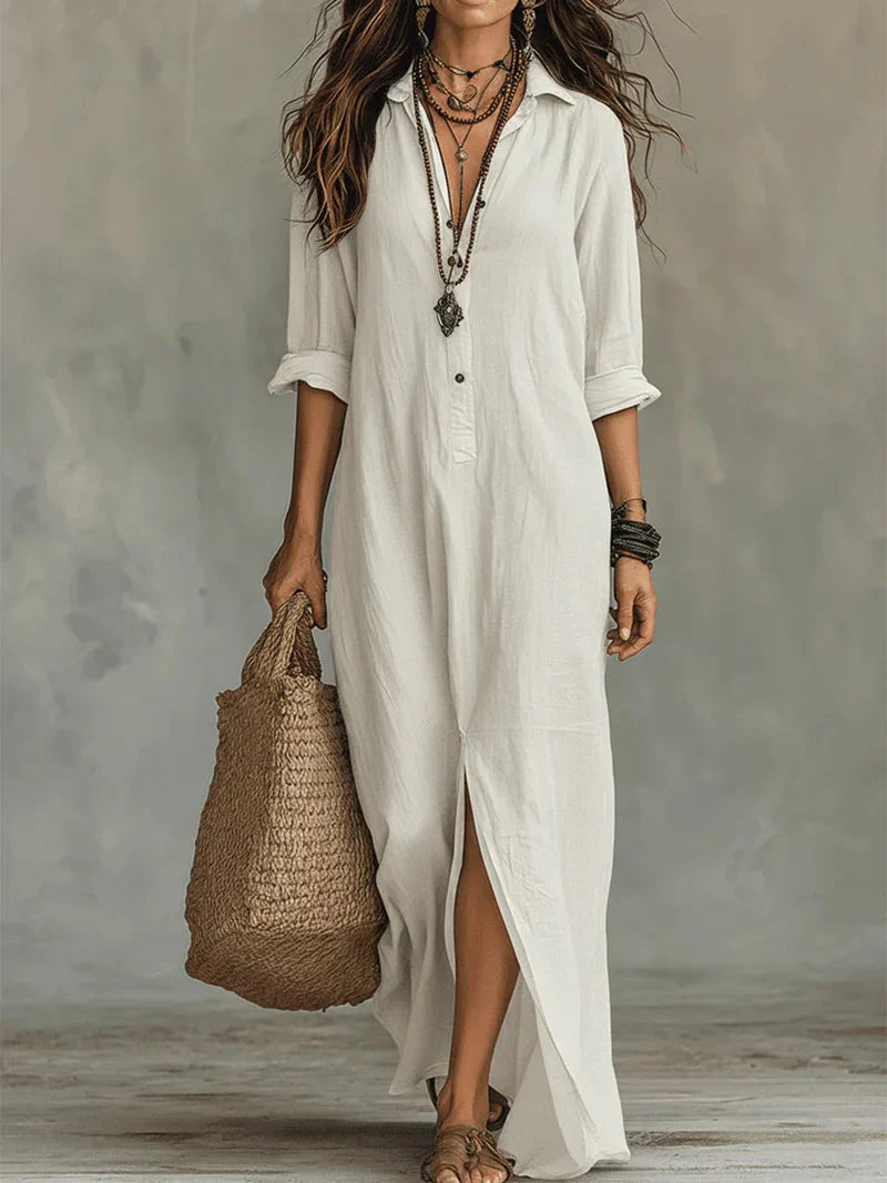 Selene™ | Relaxed Button-Front Maxi Dress