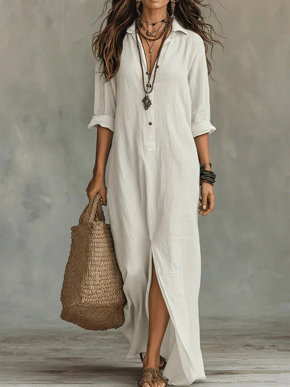 Selene™ | Relaxed Button-Front Maxi Dress