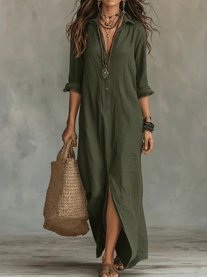 Selene™ | Relaxed Button-Front Maxi Dress