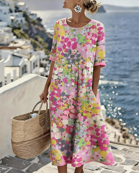 Fleurette™ Floral Print Pocket Midi Dress