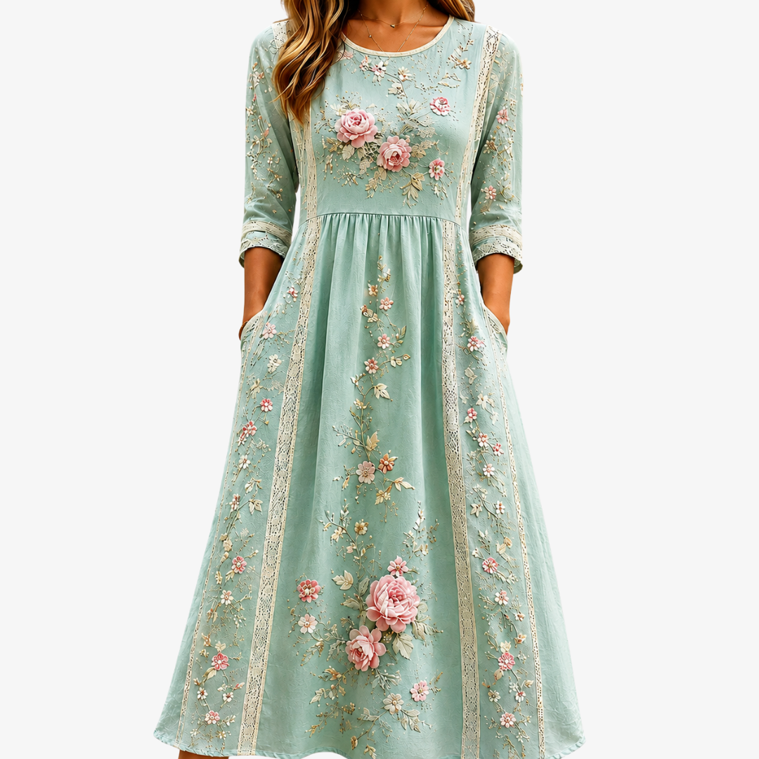 Rose | Floral Pocket Midi Dress