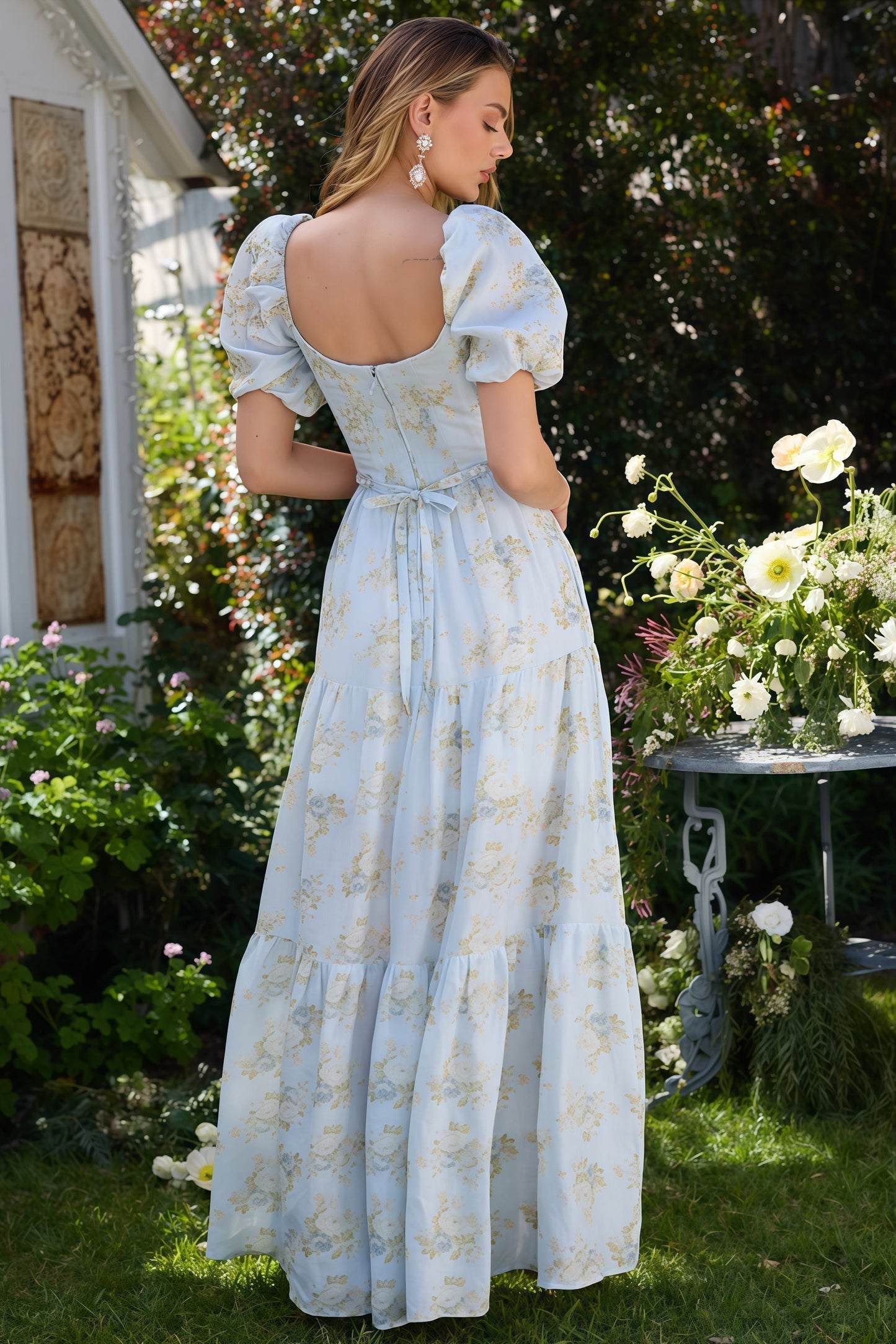 Layla | Floral Balloon-Sleeve Maxi Dress