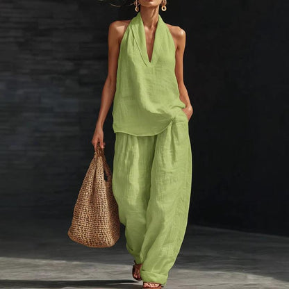 Anhela | Linen-Texture Two-Piece Set
