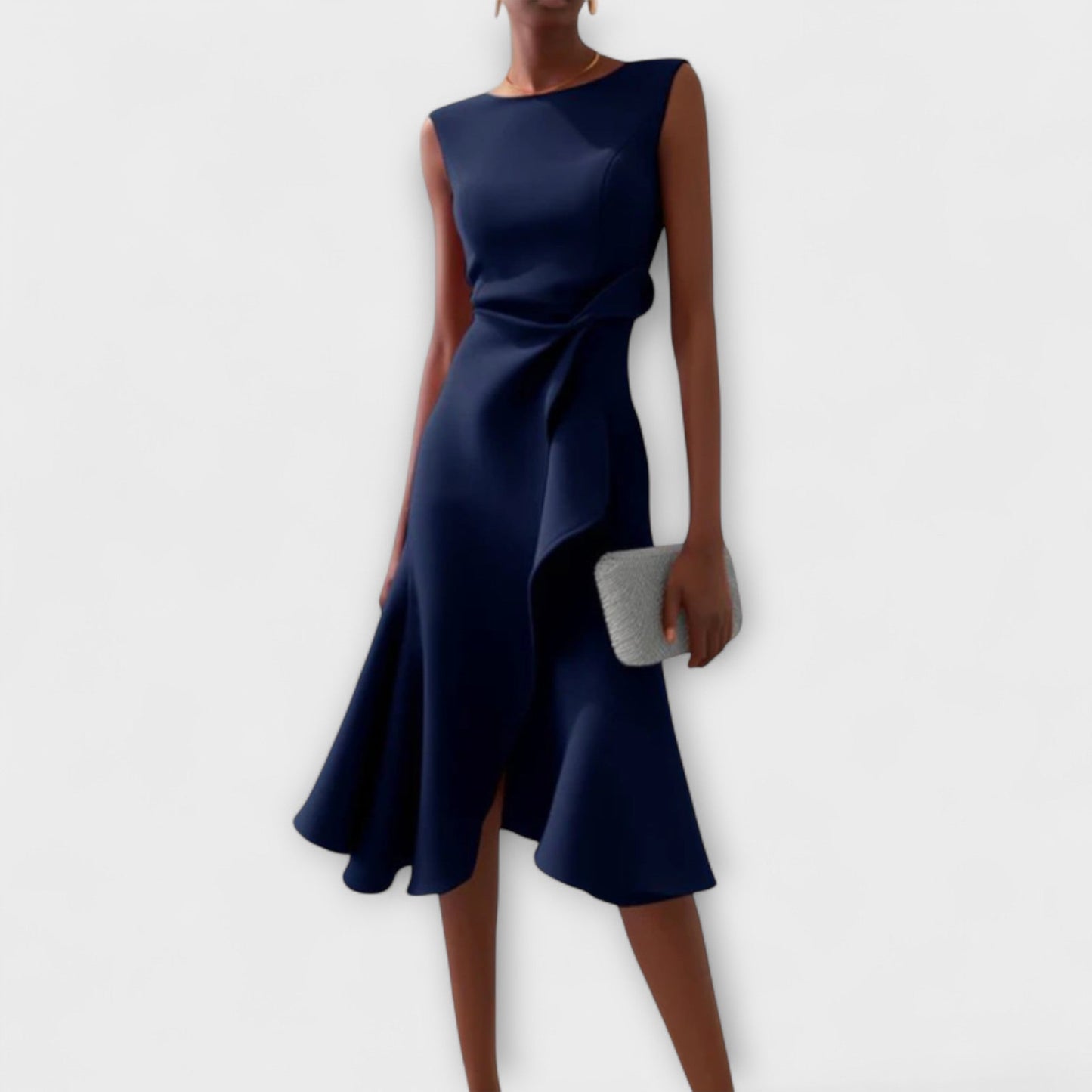 Darlene | Asymmetric Drape Midi Dress
