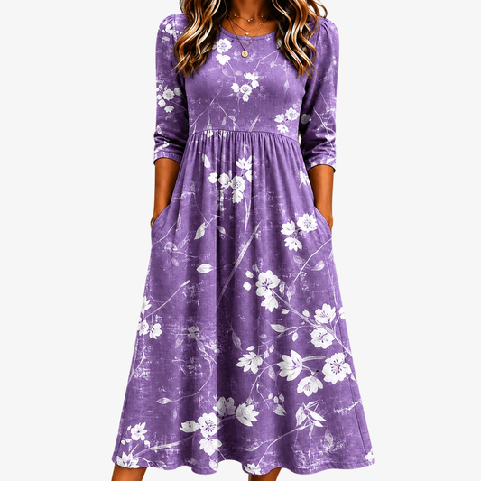 Lavender | Floral Pocket Midi Dress