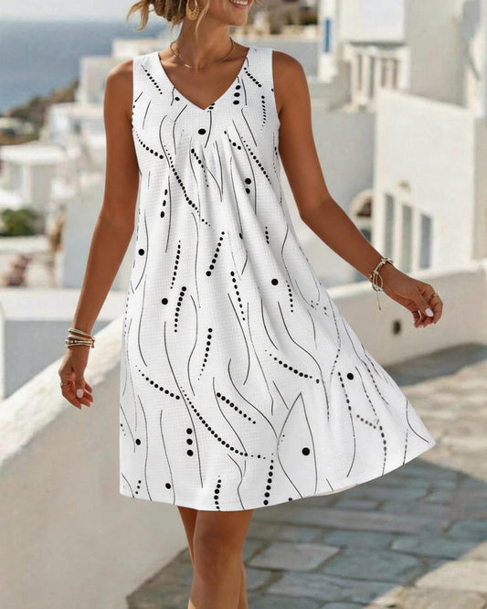 Amélie™ Patchwork V-Neck A-Line Sleeveless Dress