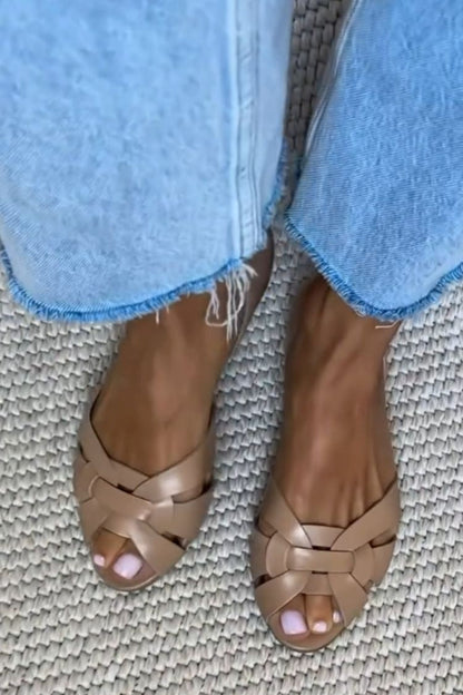 Serafina | Woven Leather-Tone Sandals