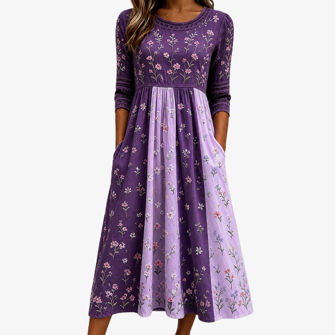 Violet | Wildflower Panel Midi Dress