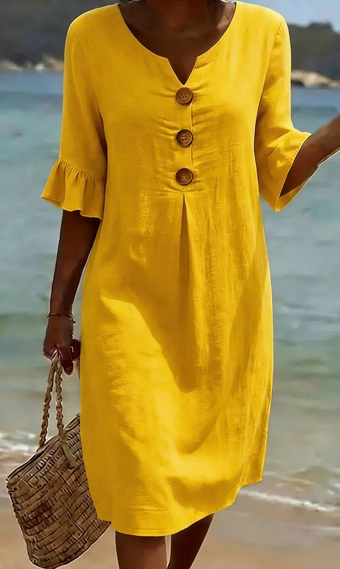 Sylvie | Linen Dress with Puff Sleeves