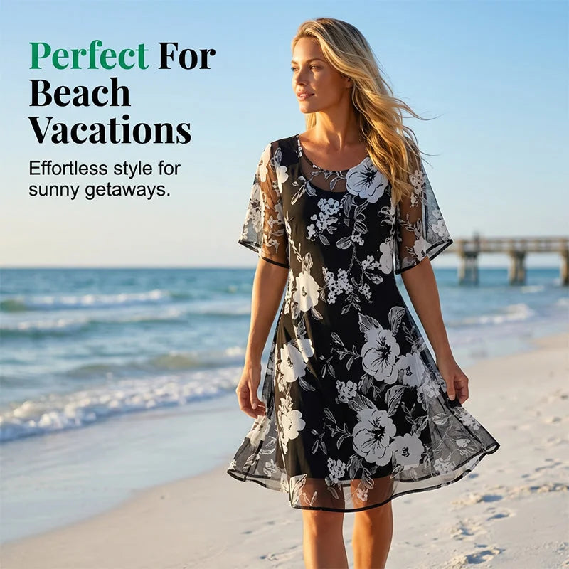 Eliza | Elegant Chiffon Dress with Floral Print