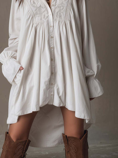 Lucia™ Lace Detail Shirt Mini Dress
