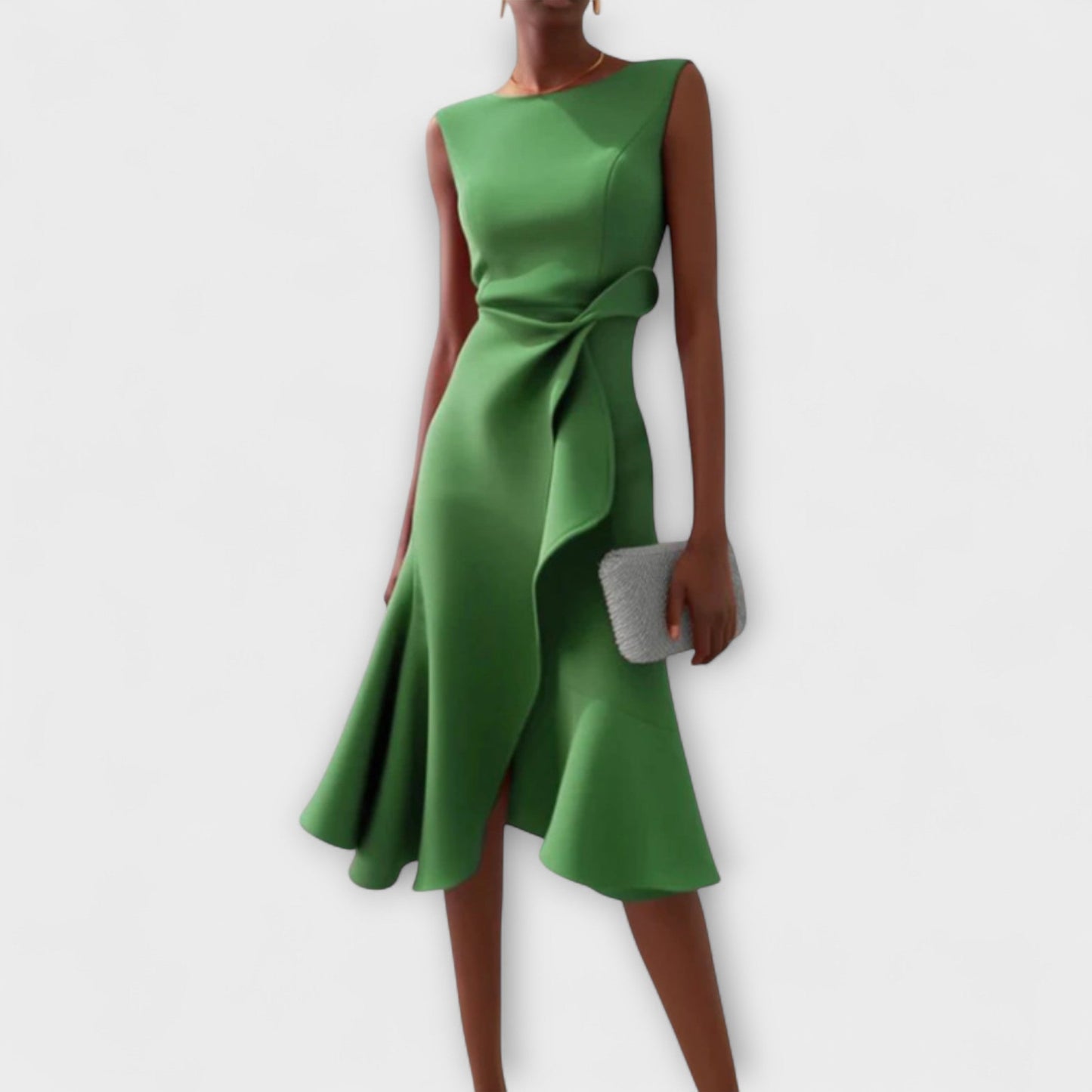 Darlene | Asymmetric Drape Midi Dress
