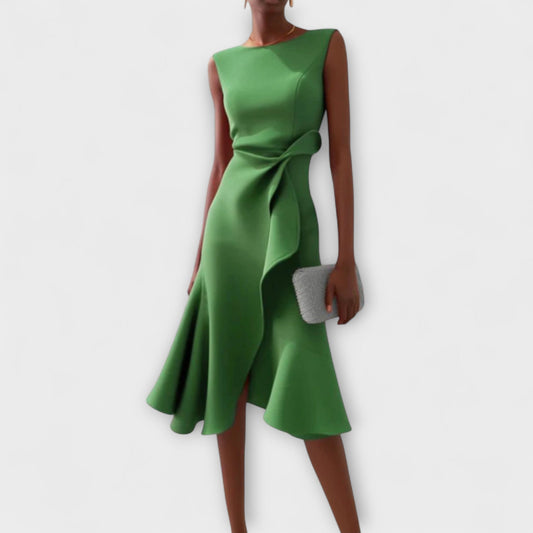 Darlene | Asymmetric Drape Midi Dress