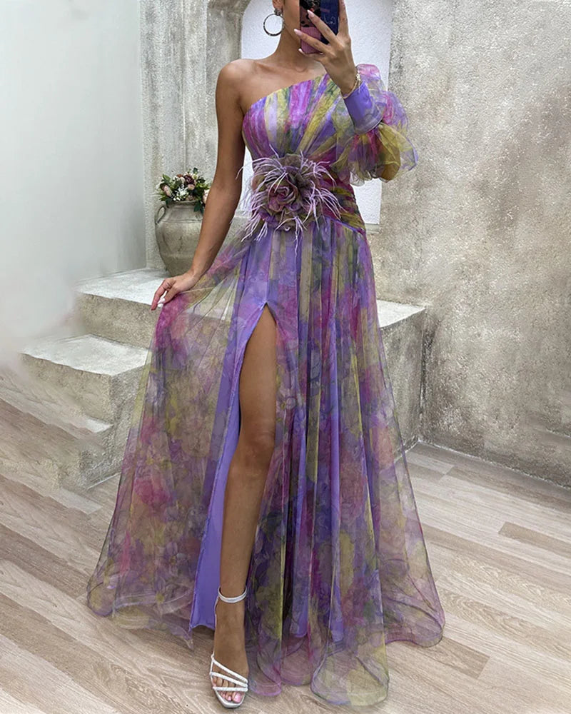 Elara | One-Shoulder Tulle Maxi Dress
