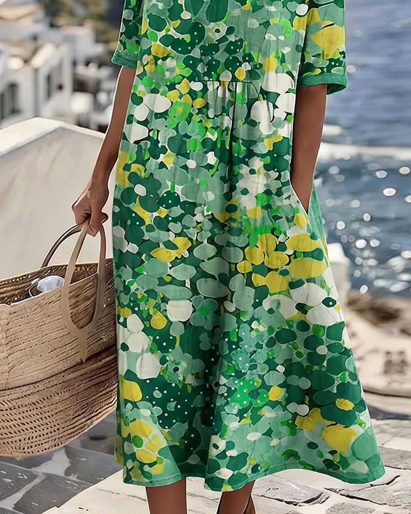 Fleurette™ Floral Print Pocket Midi Dress