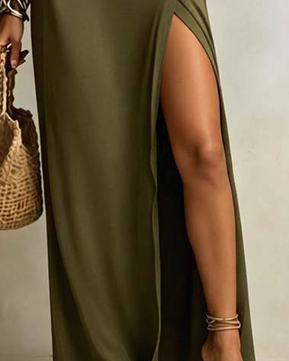 Élodie™ Slanted Shoulder Slit Maxi Dress