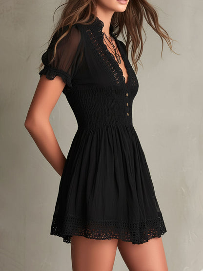 Colette™ Smocked Lace-Trim Mini Dress