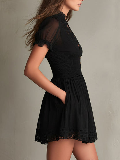 Colette™ Smocked Lace-Trim Mini Dress