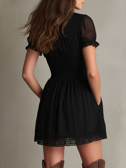Colette™ Smocked Lace-Trim Mini Dress