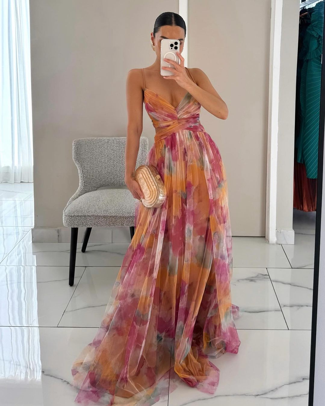 Lumière | Floral Chiffon Maxi Dress