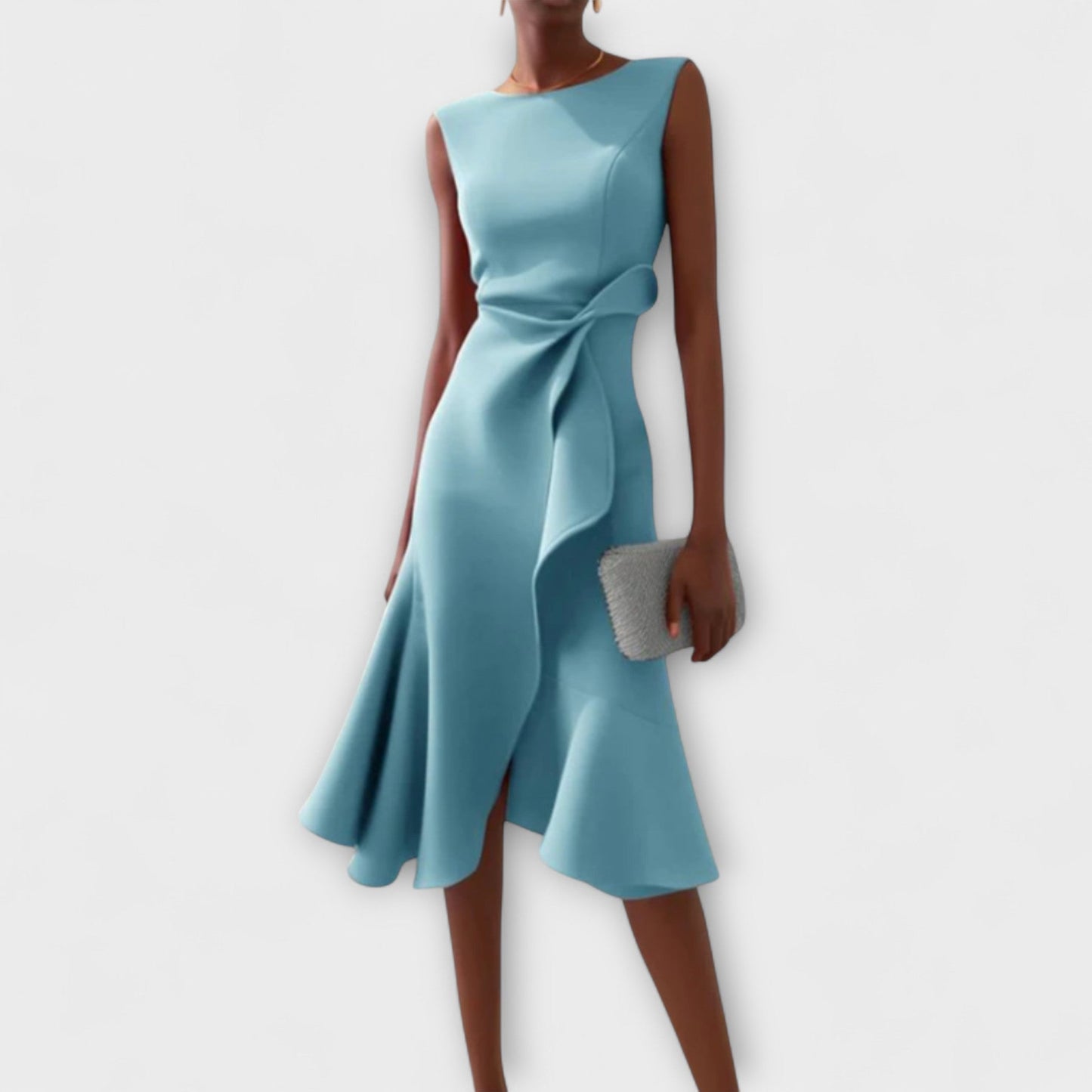 Darlene | Asymmetric Drape Midi Dress