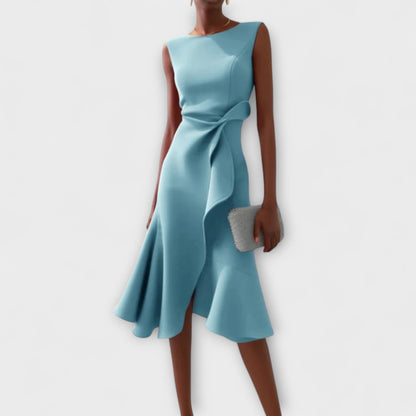 Darlene | Asymmetric Drape Midi Dress