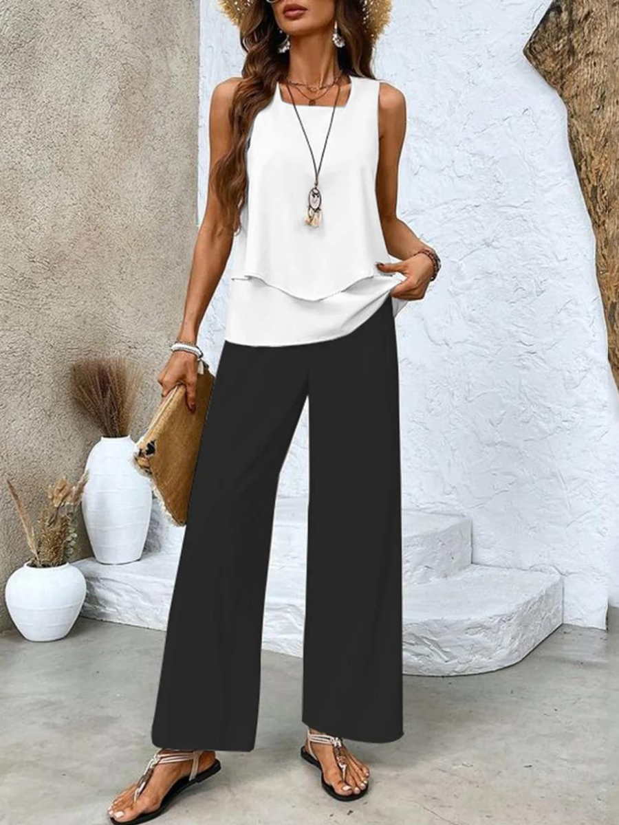 Jade | Elegant Top & Wide-Leg Trouser Set