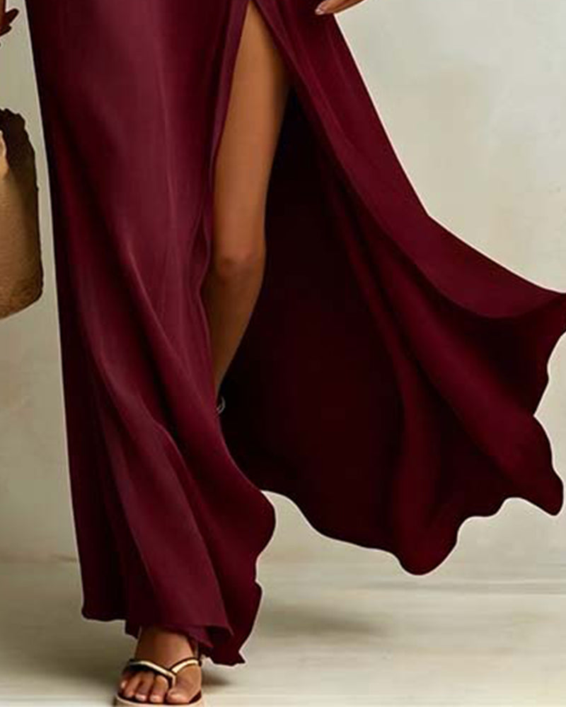 Élodie™ Slanted Shoulder Slit Maxi Dress