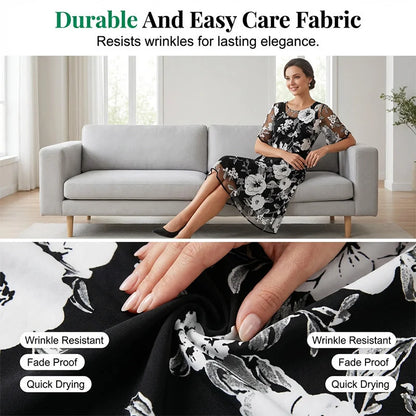 Eliza | Elegant Chiffon Dress with Floral Print
