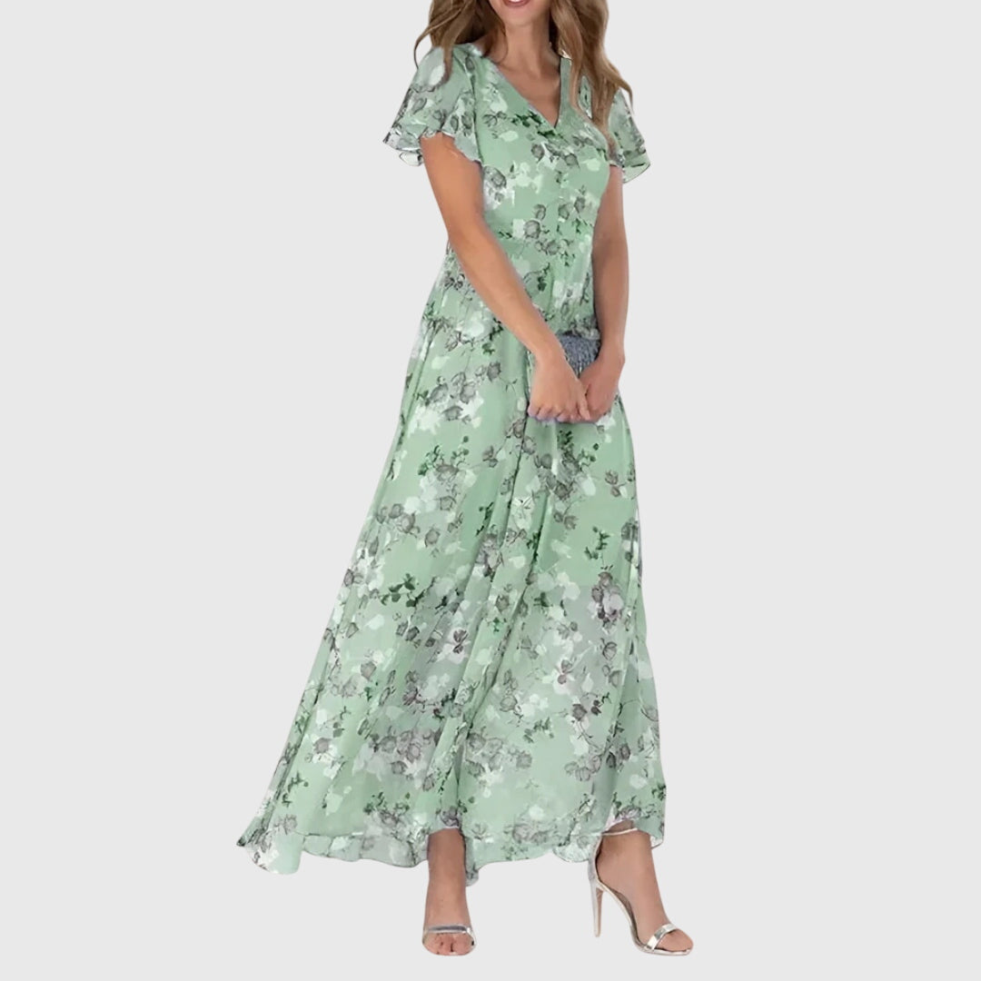 Meadow | Floral Ruffle-Sleeve Maxi Dress