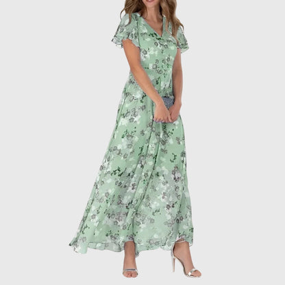 Meadow | Floral Ruffle-Sleeve Maxi Dress