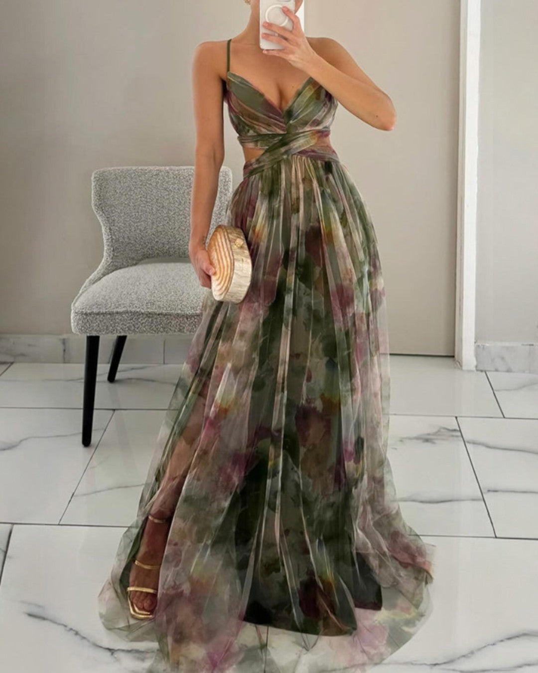 Lumière | Floral Chiffon Maxi Dress